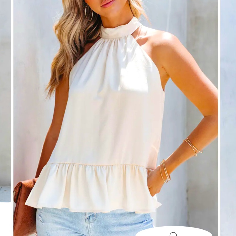 NWT VICI DOLLS SATIN HALTER TOP - CREAM